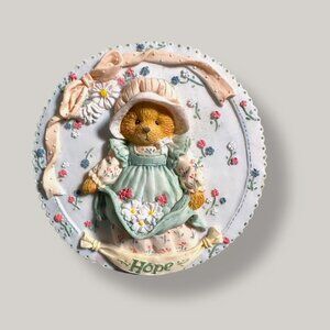 Cherished Teddies "Hope" Wall Plaque 1994 Priscilla Hillman Vintage Decor Enesco